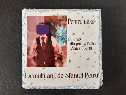 Placă ardezie personalizata patrata 20x20cm