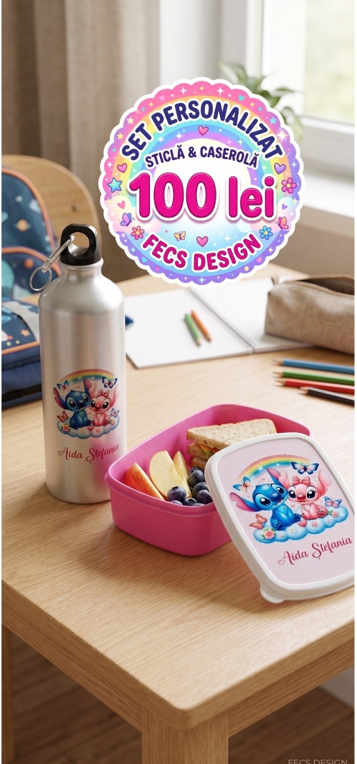 Set lunch box și bidon personalizat